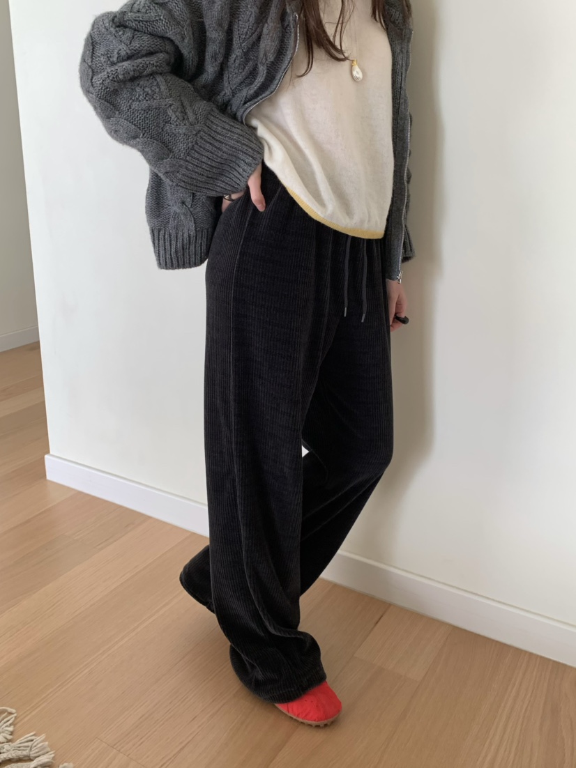 PEBBLE東大門㊣實拍女士新款推薦熱賣時尚職業休閑褲天鵝絨PEBBLE/LAYER休閑褲