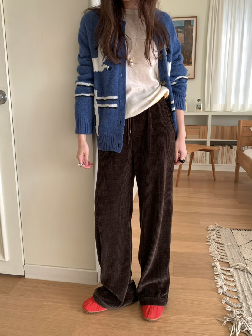 PEBBLE東大門㊣實拍女士新款推薦熱賣時尚職業休閑褲天鵝絨PEBBLE/LAYER休閑褲