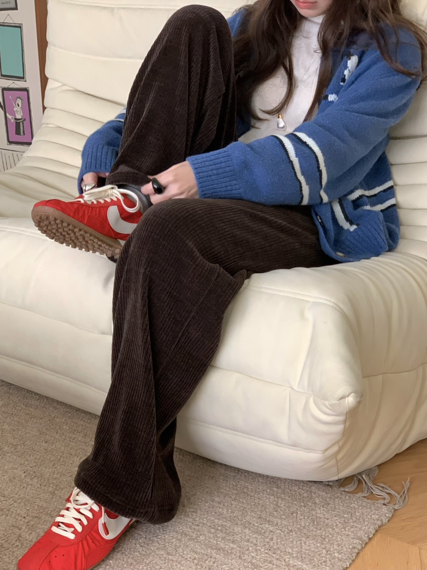 PEBBLE東大門㊣實拍女士新款推薦熱賣時尚職業休閑褲天鵝絨PEBBLE/LAYER休閑褲