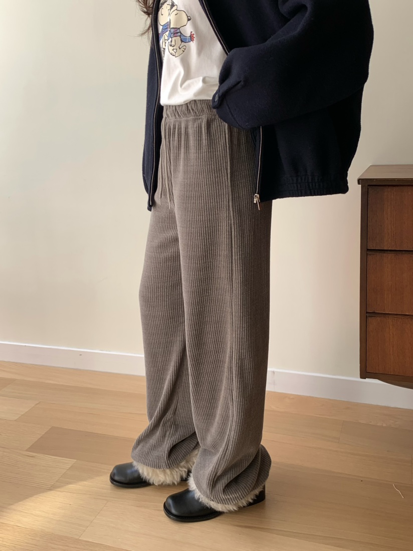 PEBBLE東大門㊣實拍女士新款推薦熱賣時尚職業休閑褲天鵝絨PEBBLE/LAYER休閑褲