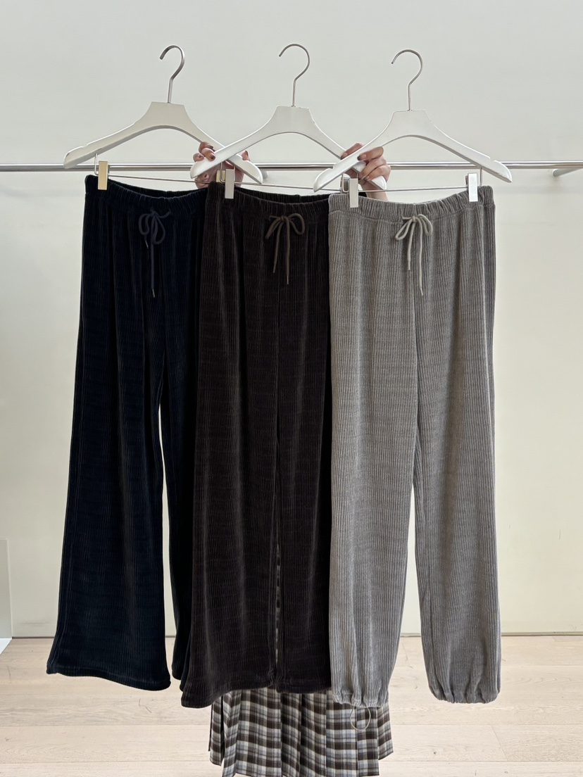 PEBBLE東大門㊣實拍女士新款推薦熱賣時尚職業休閑褲天鵝絨PEBBLE/LAYER休閑褲