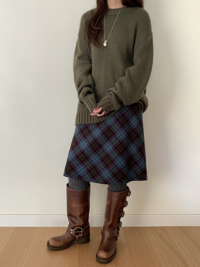 PEBBLE東大門㊣代購女裝新品人氣25秋冬職業時尚半身裙中短裙PEBBLE/LAYER半身裙/中短裙