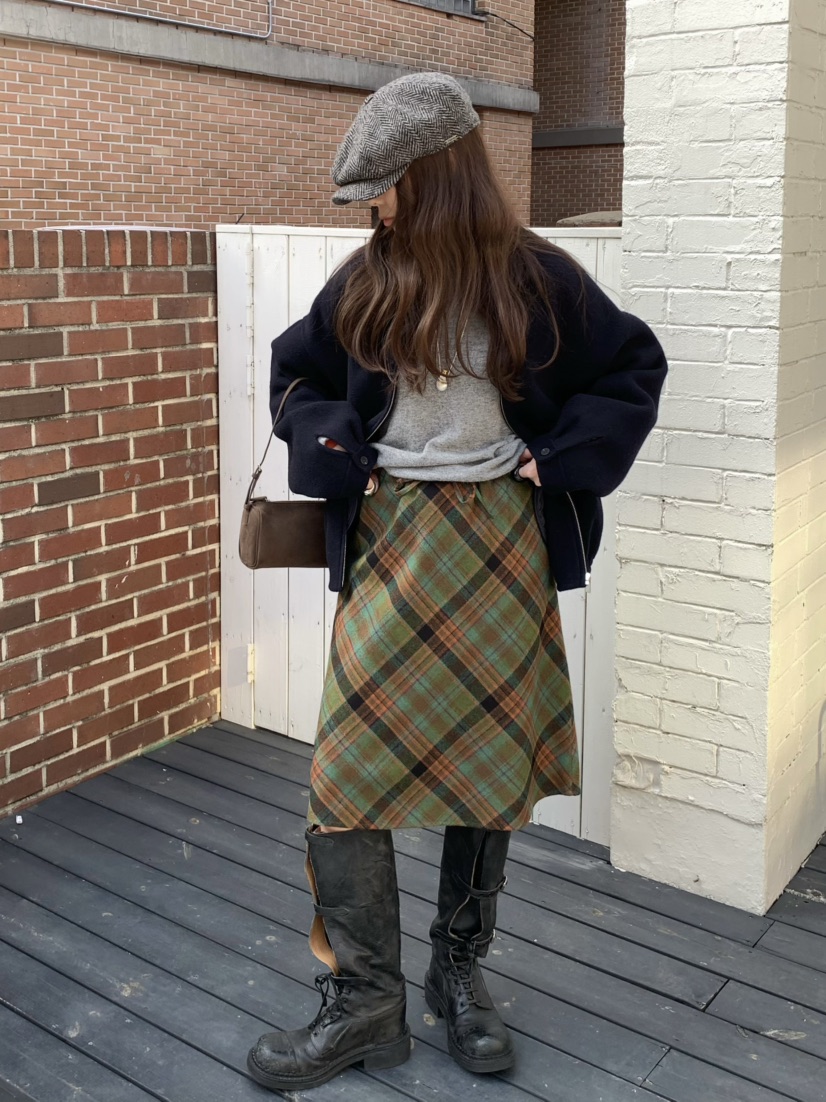 PEBBLE東大門㊣代購女裝新品人氣25秋冬職業時尚半身裙中短裙PEBBLE/LAYER半身裙/中短裙