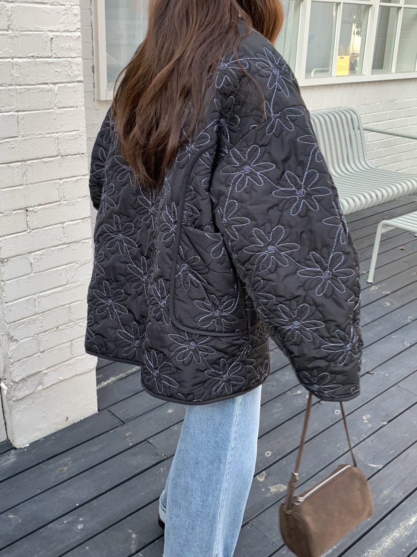 PEBBLE韓國直郵㊣女士新款熱賣真品推薦時尚25秋冬夾克刺繡絎縫PEBBLE/LAYER夾克