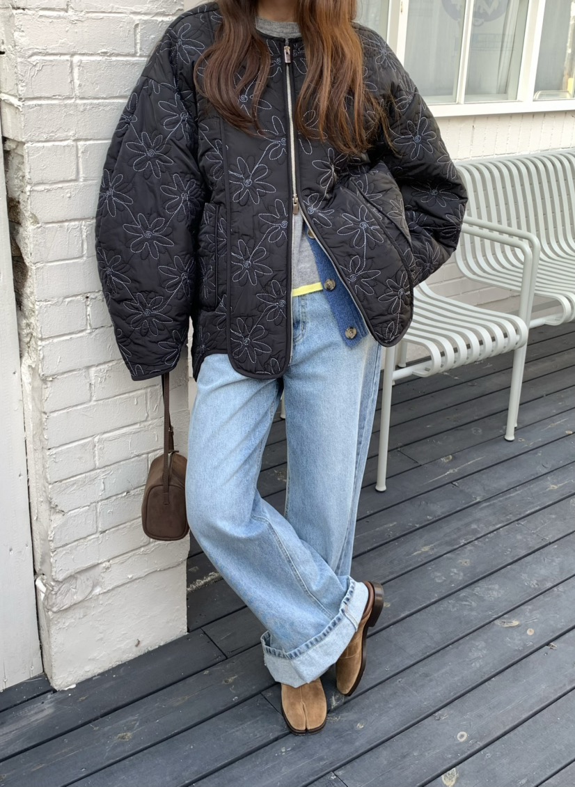 PEBBLE韓國直郵㊣女士新款熱賣真品推薦時尚25秋冬夾克刺繡絎縫PEBBLE/LAYER夾克