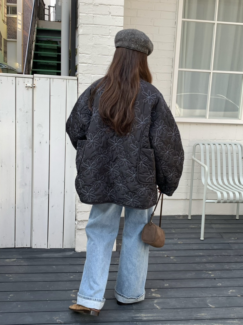 PEBBLE韓國直郵㊣女士新款熱賣真品推薦時尚25秋冬夾克刺繡絎縫PEBBLE/LAYER夾克