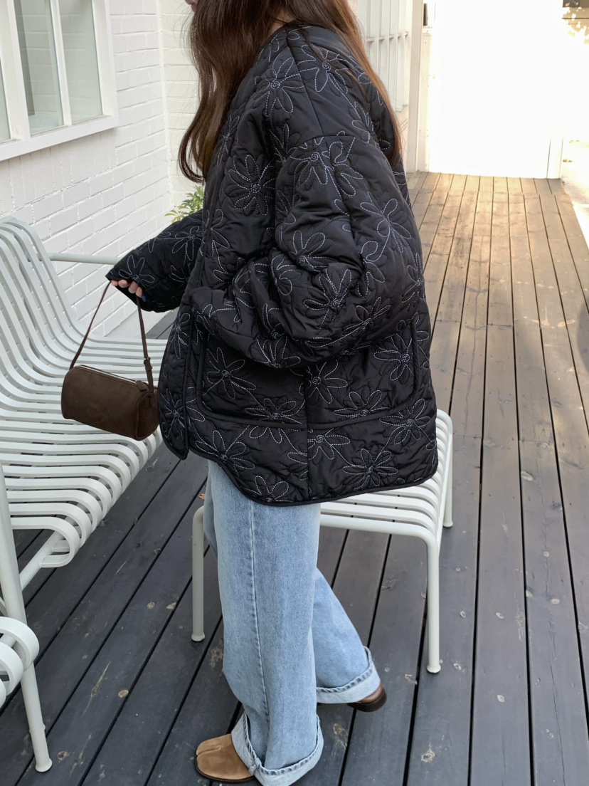 PEBBLE韓國直郵㊣女士新款熱賣真品推薦時尚25秋冬夾克刺繡絎縫PEBBLE/LAYER夾克