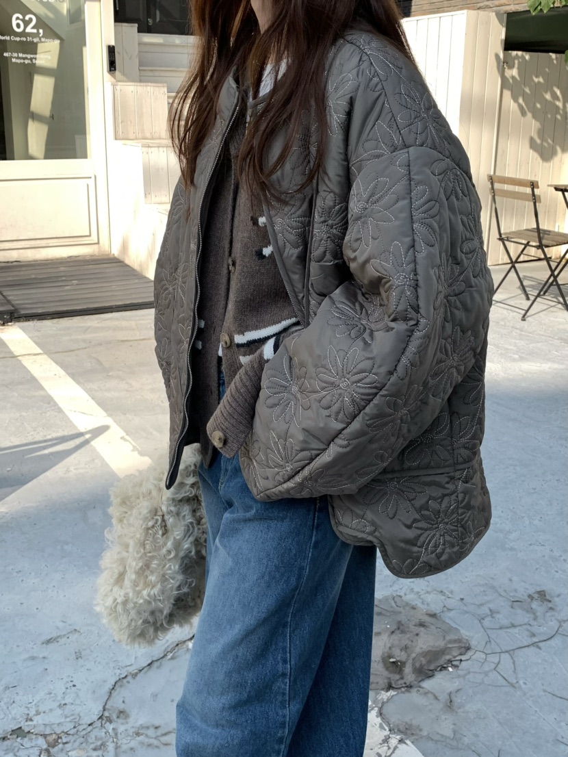 PEBBLE韓國直郵㊣女士新款熱賣真品推薦時尚25秋冬夾克刺繡絎縫PEBBLE/LAYER夾克