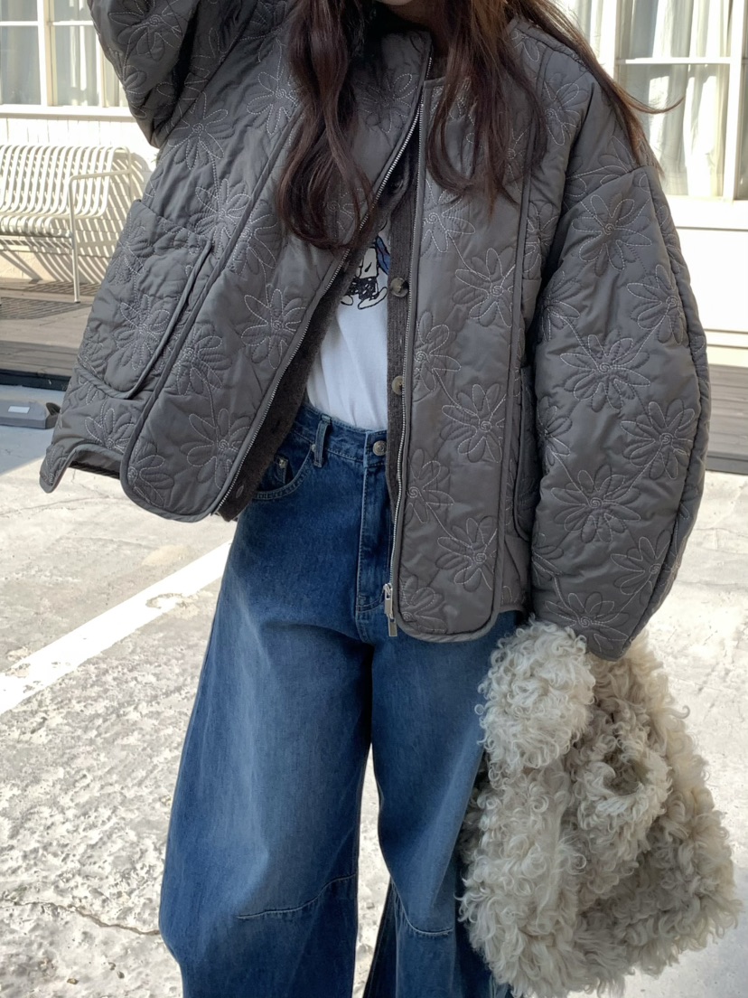 PEBBLE韓國直郵㊣女士新款熱賣真品推薦時尚25秋冬夾克刺繡絎縫PEBBLE/LAYER夾克