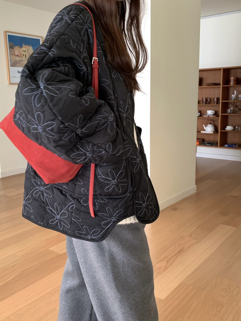 PEBBLE韓國直郵㊣女士新款熱賣真品推薦時尚25秋冬夾克刺繡絎縫PEBBLE/LAYER夾克