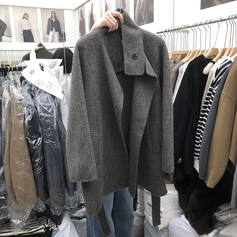 MOI-A東大門㊣實拍女士新款休閑職業真品短款大衣手工高領MOI-A短款大衣圖色1