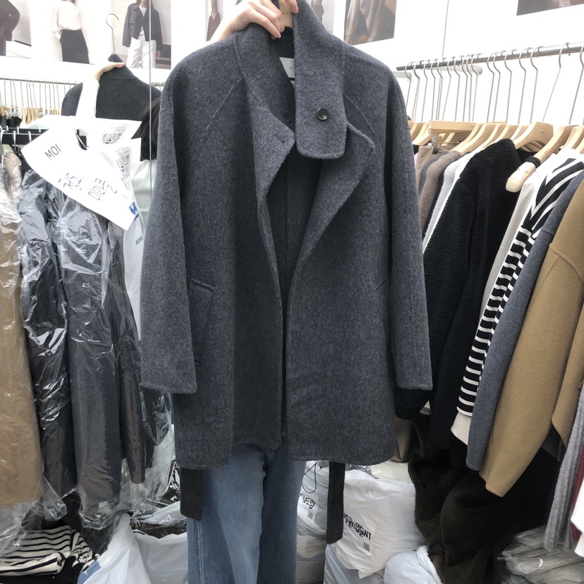 MOI-A東大門㊣實拍女士新款休閑職業真品短款大衣手工高領MOI-A短款大衣圖色2