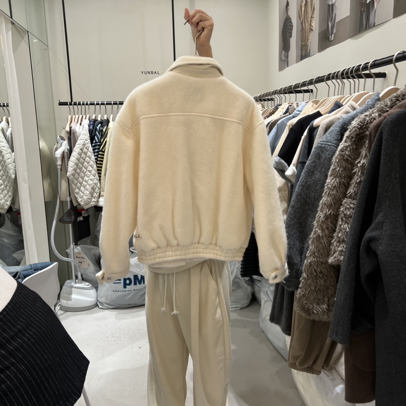 YUNBAL韓國代購㊣女裝新款推薦25秋冬熱賣休閑真品夾克馬海毛YUNBAL夾克