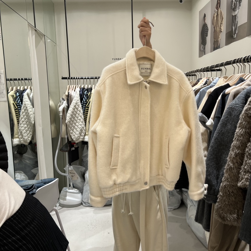 YUNBAL韓國代購㊣女裝新款推薦25秋冬熱賣休閑真品夾克馬海毛YUNBAL夾克圖色2