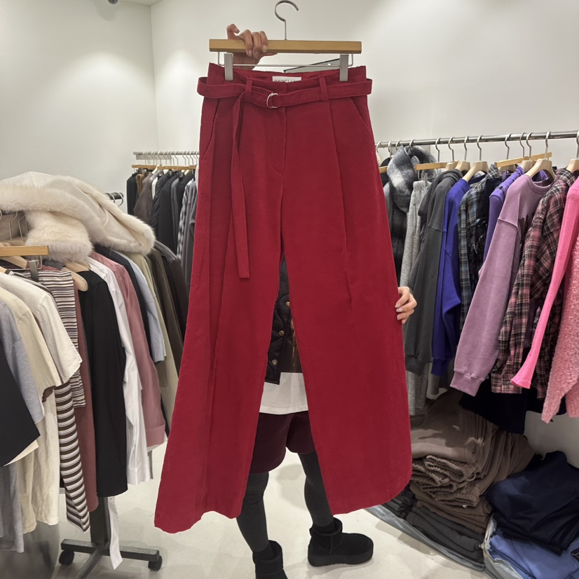 REPELLER東大門㊣實拍女裝新款休閑休閑褲含腰帶燈芯絨加絨REPELLER休閑褲圖色1