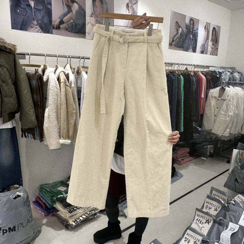 REPELLER東大門㊣實拍女裝新款休閑休閑褲含腰帶燈芯絨加絨REPELLER休閑褲圖色2