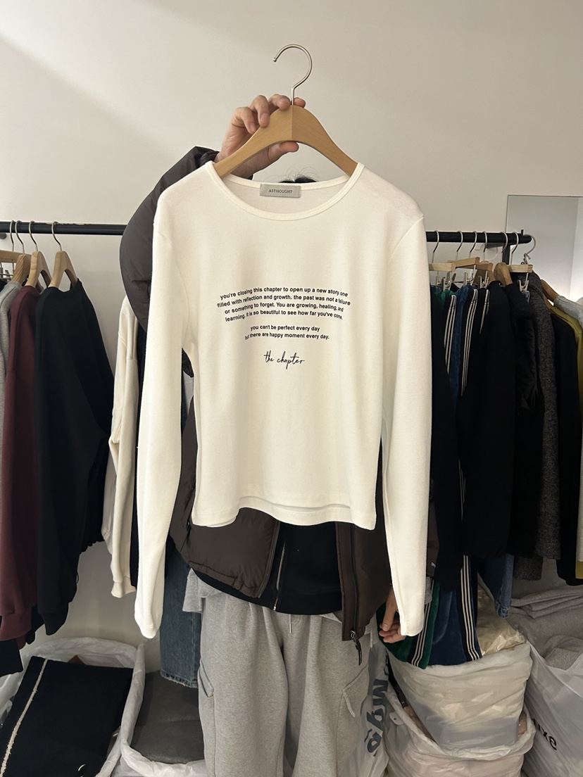 AS THOUGHT韓國直郵㊣女裝新品推薦25秋冬真品人氣長袖T恤AS THOUGHT長袖T恤圖色1