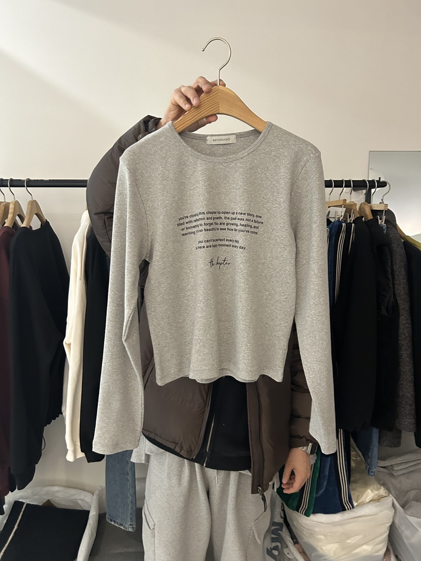 AS THOUGHT韓國直郵㊣女裝新品推薦25秋冬真品人氣長袖T恤AS THOUGHT長袖T恤圖色2