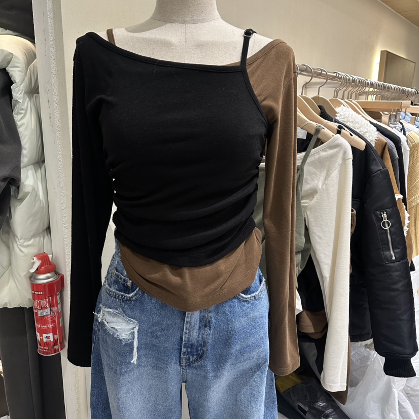 VINTAGE VIBE東大門㊣直郵女士新款人氣推薦長袖T恤假兩件VINTAGE VIBE長袖T恤圖色1