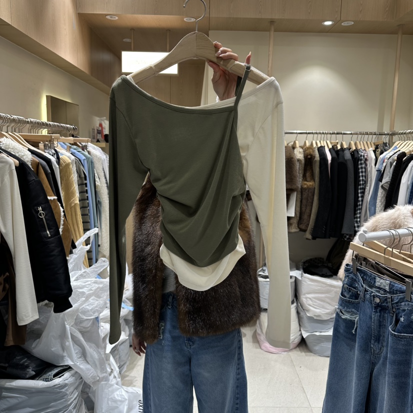 VINTAGE VIBE東大門㊣直郵女士新款人氣推薦長袖T恤假兩件VINTAGE VIBE長袖T恤圖色2