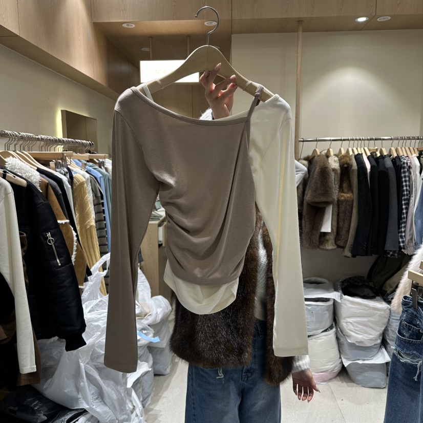 VINTAGE VIBE東大門㊣直郵女士新款人氣推薦長袖T恤假兩件VINTAGE VIBE長袖T恤圖色3