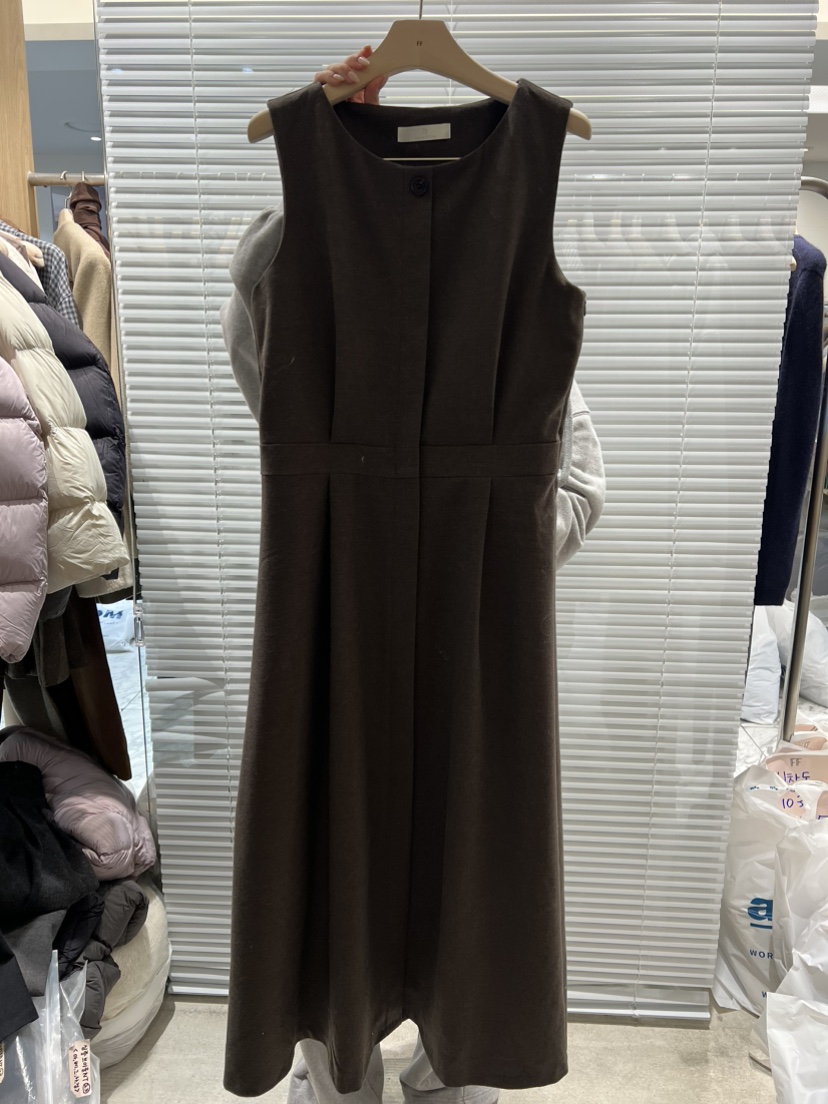 FF韓國直郵㊣女士新品人氣休閑25秋冬時尚真品連衣裙羊毛紐扣FF/SUNDAY連衣裙圖色2