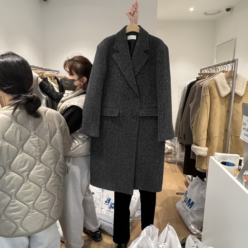 OUR-A東大門㊣實拍女士新款25秋冬時尚推薦人氣中長款大衣OUR-A中長款大衣圖色2