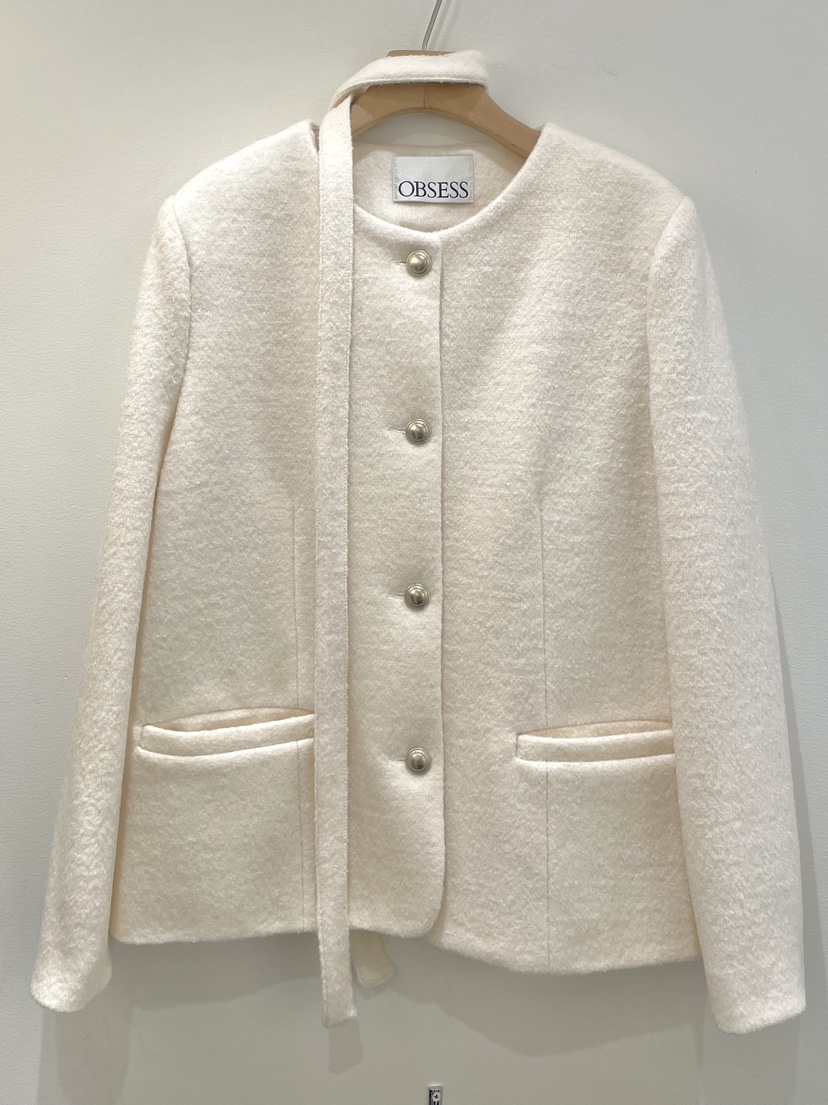 OBSESS韓國代購㊣女士新款熱賣真品時尚25秋冬夾克含脖帶羊毛OBSESS/EARLY BIRD夾克圖色1