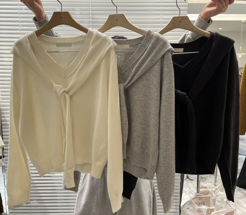 FF東大門㊣實拍女裝新品熱賣人氣真品休閑25秋冬針織衫V領披肩FF/SUNDAY針織衫