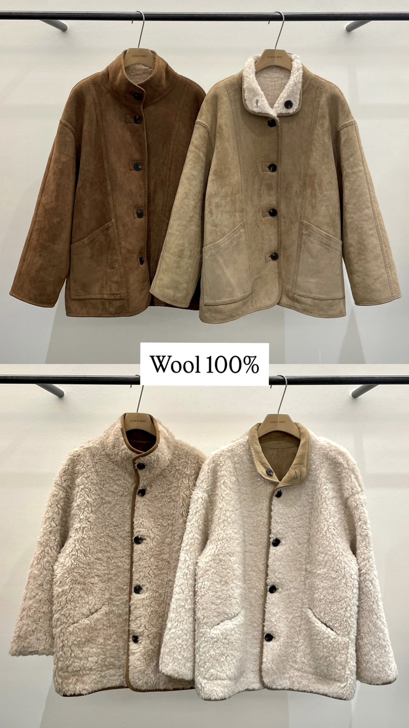 OBSESS韓國直郵㊣女士新款休閑推薦熱賣短款大衣里外穿羊毛OBSESS/EARLY BIRD短款大衣