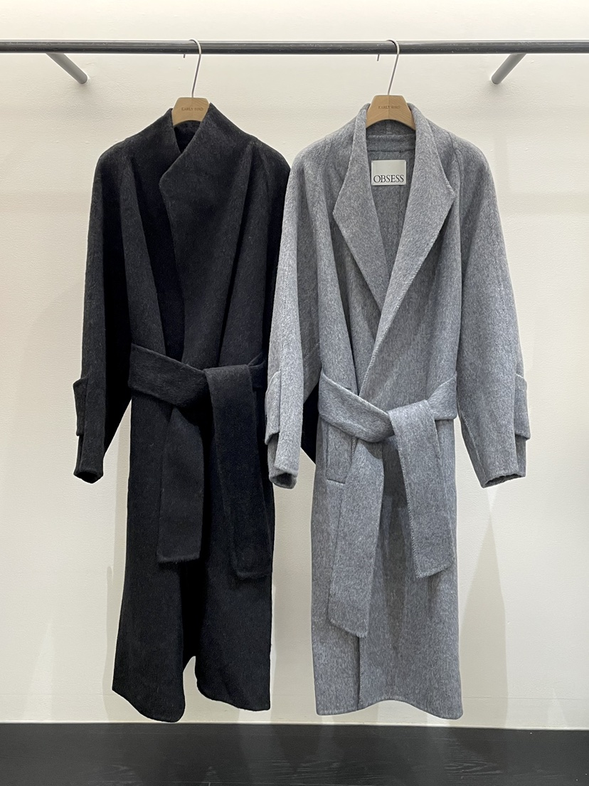 OBSESS東大門㊣代購女裝新品休閑時尚中長款大衣含腰帶手工OBSESS/EARLY BIRD中長款大衣