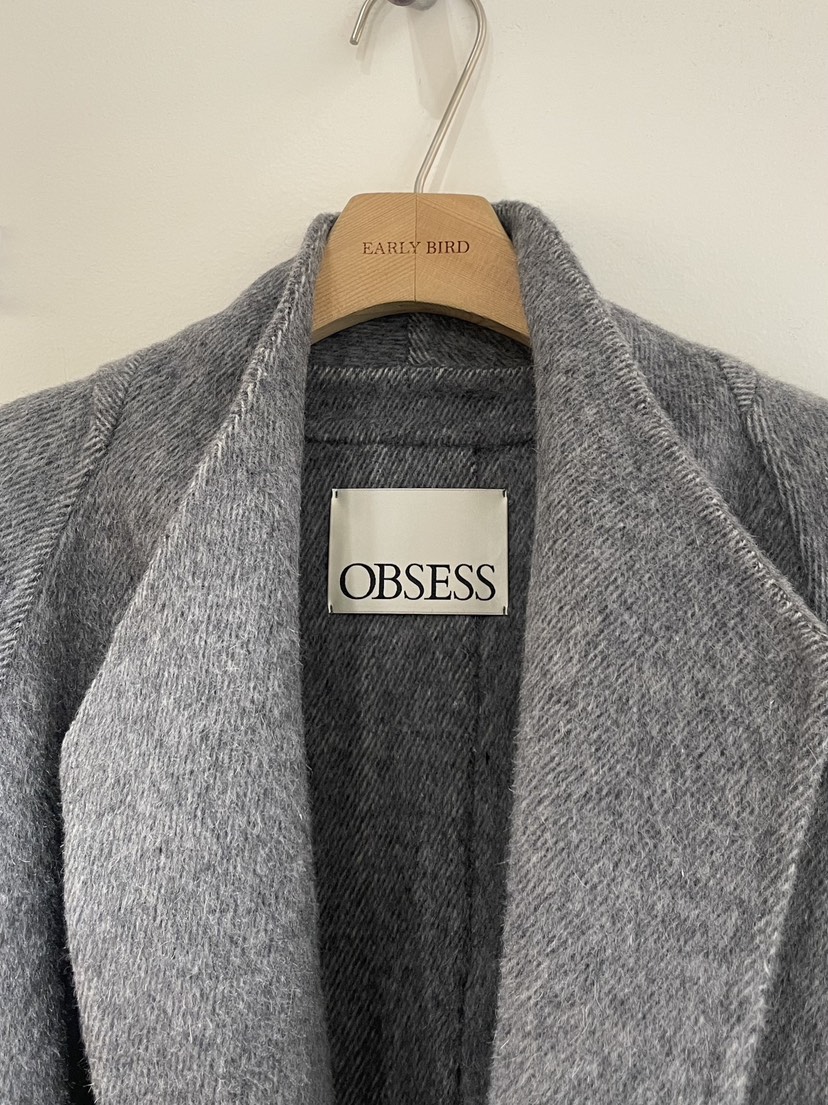 OBSESS東大門㊣代購女裝新品休閑時尚中長款大衣含腰帶手工OBSESS/EARLY BIRD中長款大衣