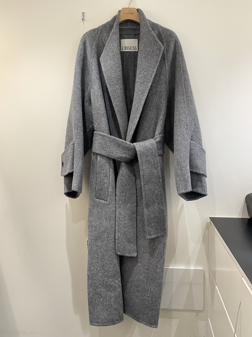 OBSESS東大門㊣代購女裝新品休閑時尚中長款大衣含腰帶手工OBSESS/EARLY BIRD中長款大衣圖色1