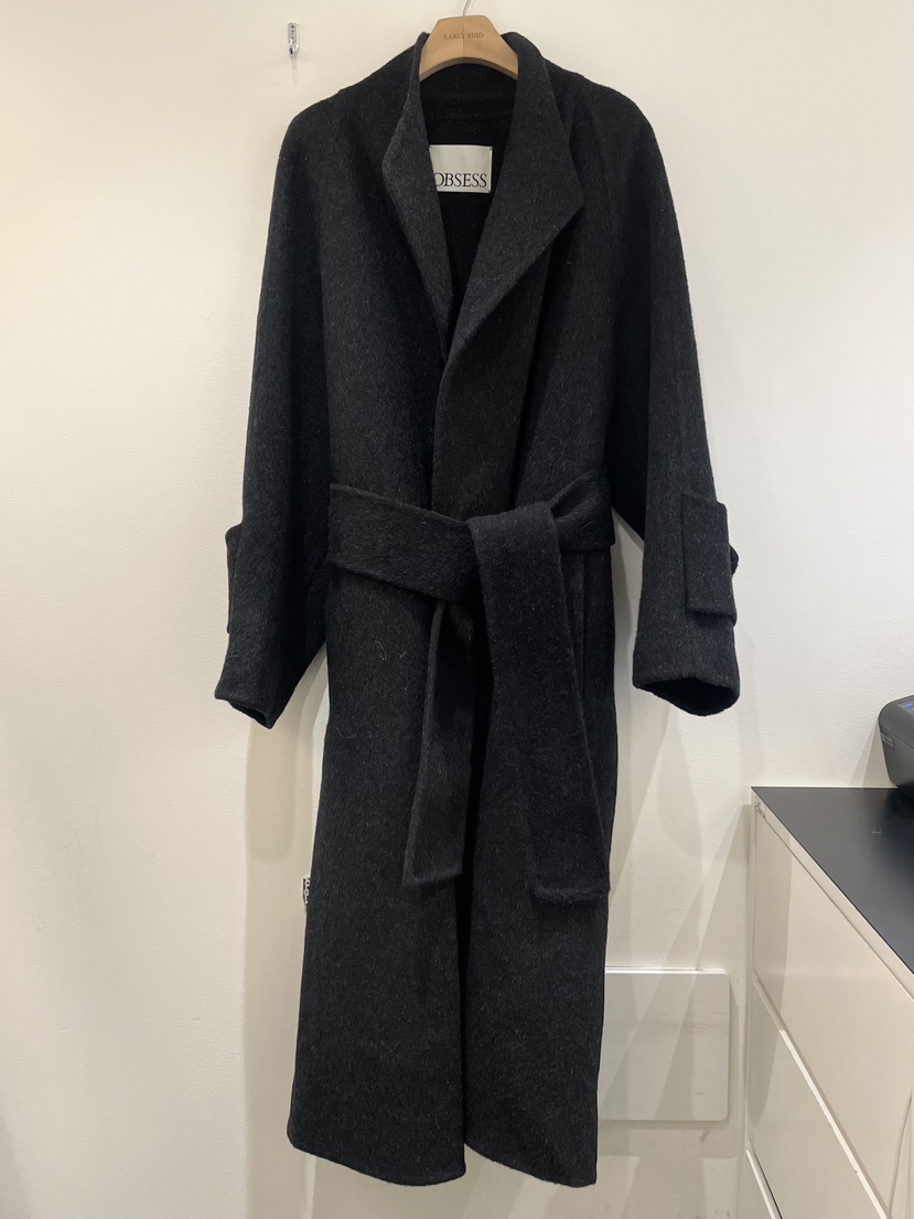 OBSESS東大門㊣代購女裝新品休閑時尚中長款大衣含腰帶手工OBSESS/EARLY BIRD中長款大衣圖色2