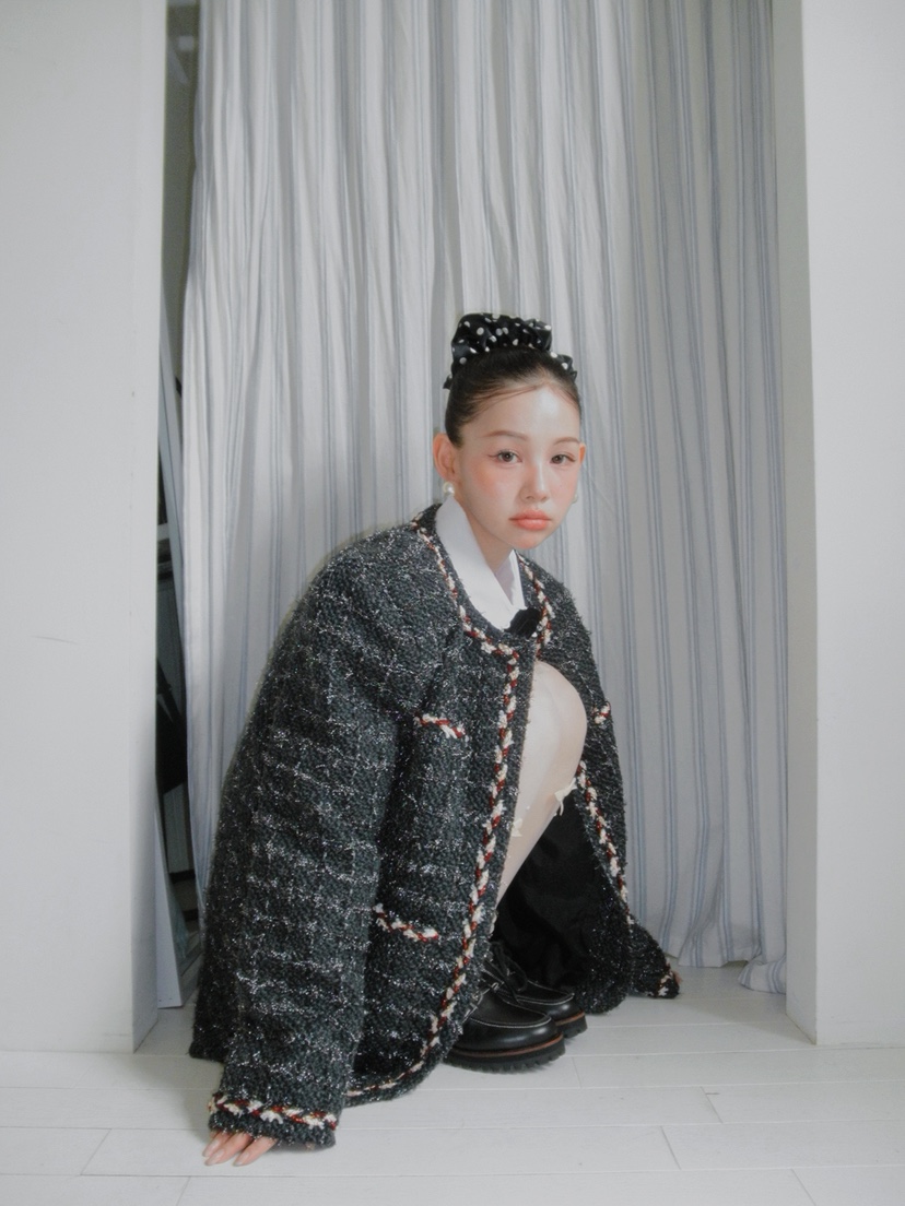 JKICHI東大門㊣直郵女士新品休閑職業時尚推薦夾克粗花呢混紡JKICHI夾克