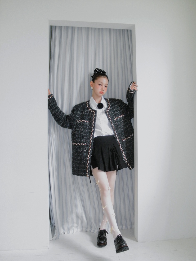 JKICHI東大門㊣直郵女士新品休閑職業時尚推薦夾克粗花呢混紡JKICHI夾克