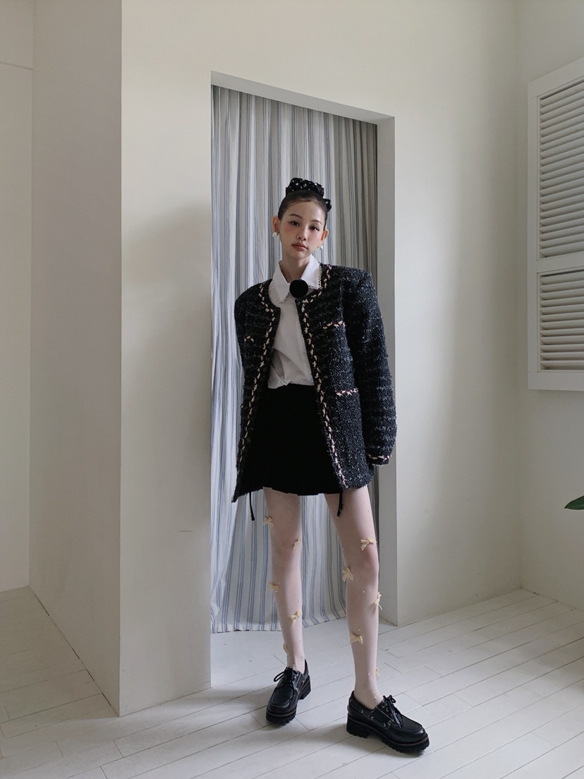 JKICHI東大門㊣直郵女士新品休閑職業時尚推薦夾克粗花呢混紡JKICHI夾克