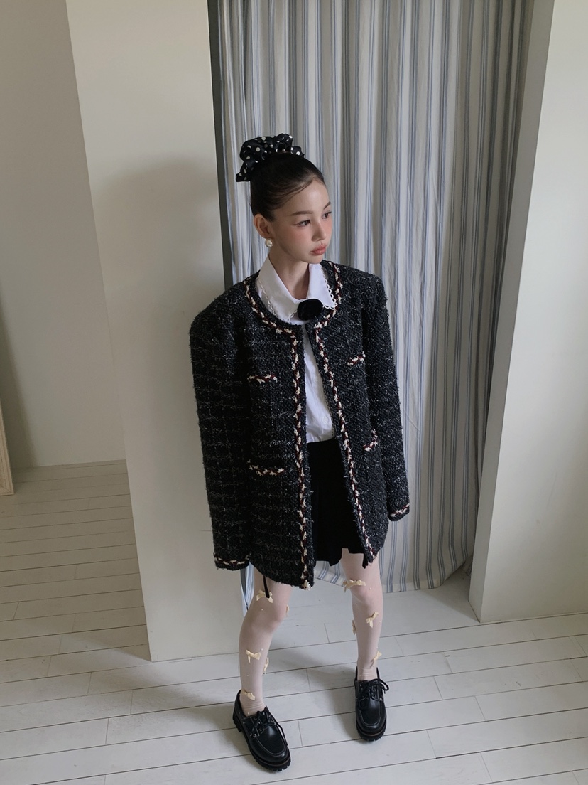 JKICHI東大門㊣直郵女士新品休閑職業時尚推薦夾克粗花呢混紡JKICHI夾克