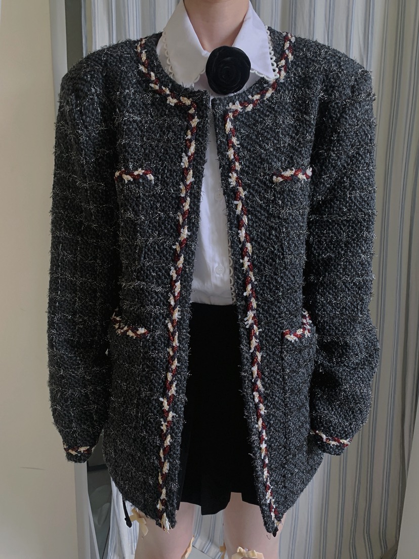 JKICHI東大門㊣直郵女士新品休閑職業時尚推薦夾克粗花呢混紡JKICHI夾克