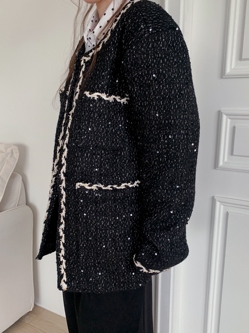 JKICHI東大門㊣直郵女士新品休閑職業時尚推薦夾克粗花呢混紡JKICHI夾克