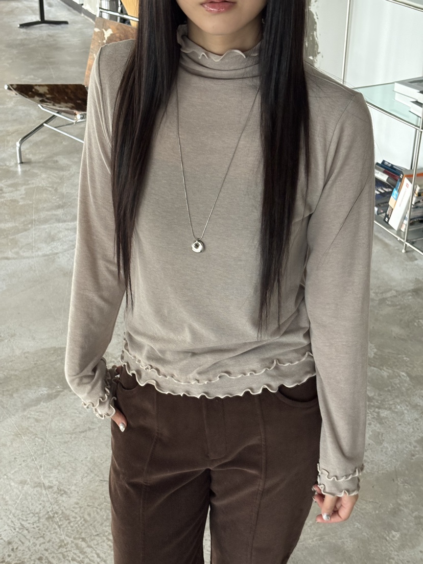 Verbena東大門㊣代購女士新款25秋冬推薦休閑熱賣長袖T恤褶皺Verbena長袖T恤