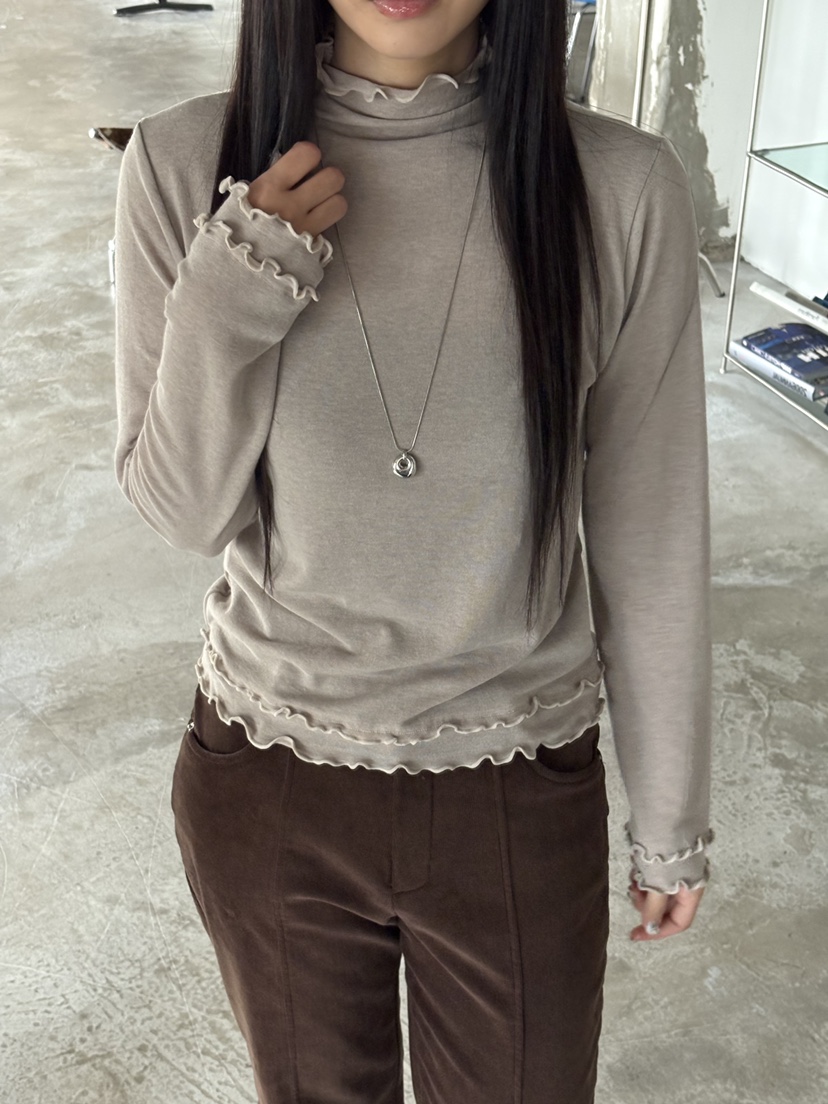 Verbena東大門㊣代購女士新款25秋冬推薦休閑熱賣長袖T恤褶皺Verbena長袖T恤