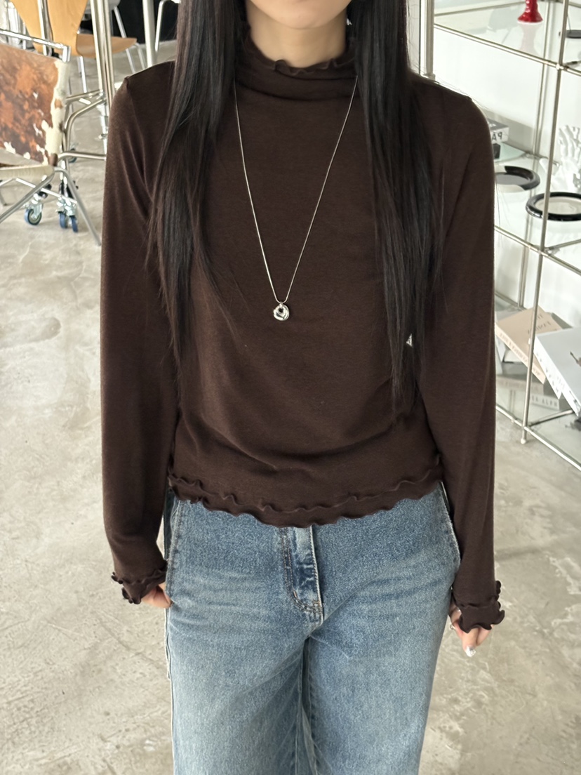 Verbena東大門㊣代購女士新款25秋冬推薦休閑熱賣長袖T恤褶皺Verbena長袖T恤