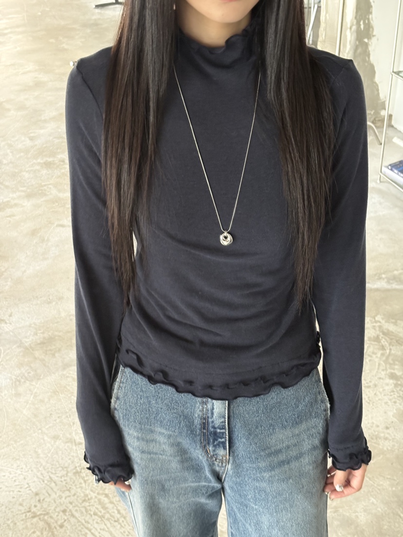 Verbena東大門㊣代購女士新款25秋冬推薦休閑熱賣長袖T恤褶皺Verbena長袖T恤