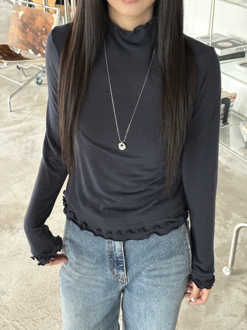 Verbena東大門㊣代購女士新款25秋冬推薦休閑熱賣長袖T恤褶皺Verbena長袖T恤