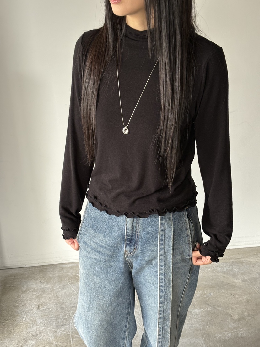 Verbena東大門㊣代購女士新款25秋冬推薦休閑熱賣長袖T恤褶皺Verbena長袖T恤