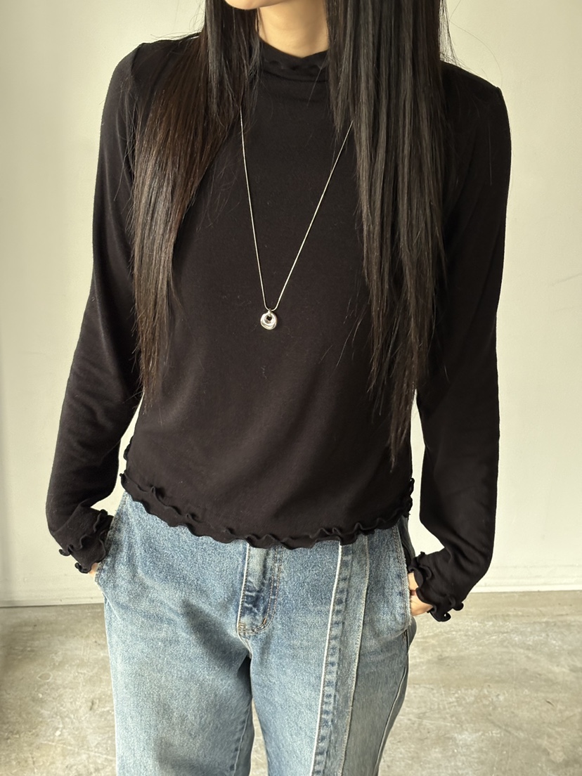 Verbena東大門㊣代購女士新款25秋冬推薦休閑熱賣長袖T恤褶皺Verbena長袖T恤