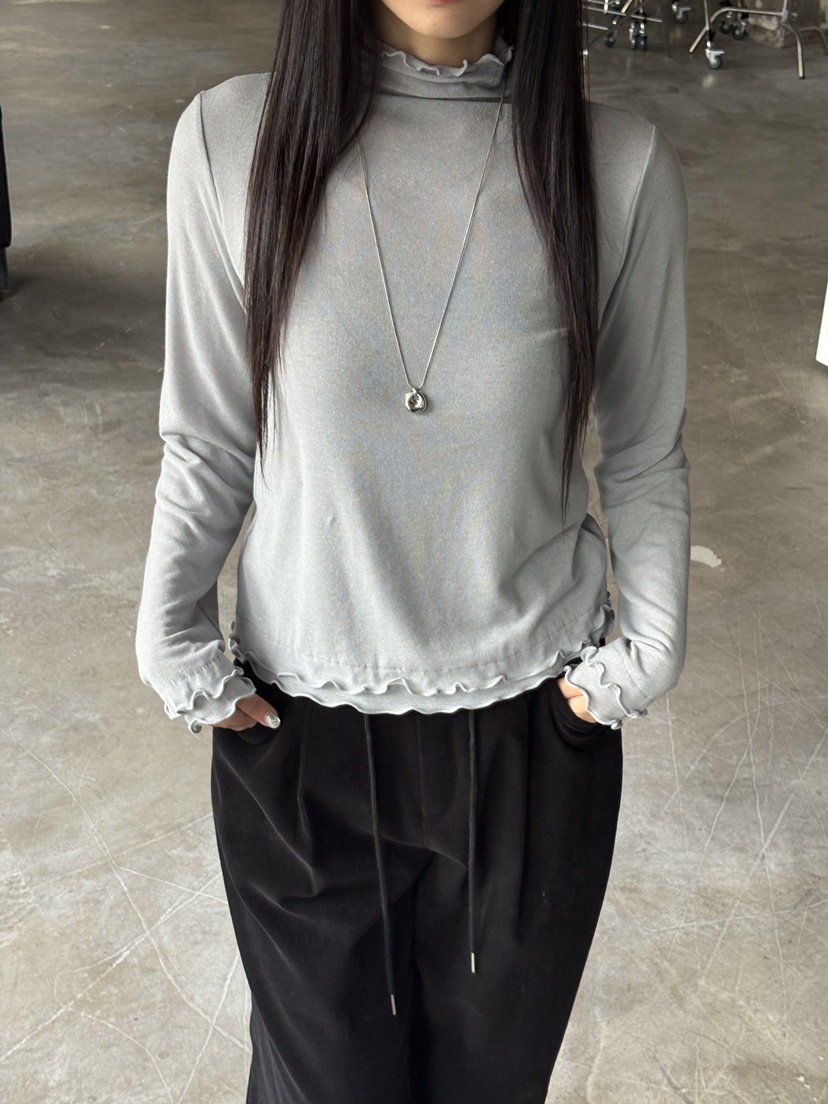 Verbena東大門㊣代購女士新款25秋冬推薦休閑熱賣長袖T恤褶皺Verbena長袖T恤