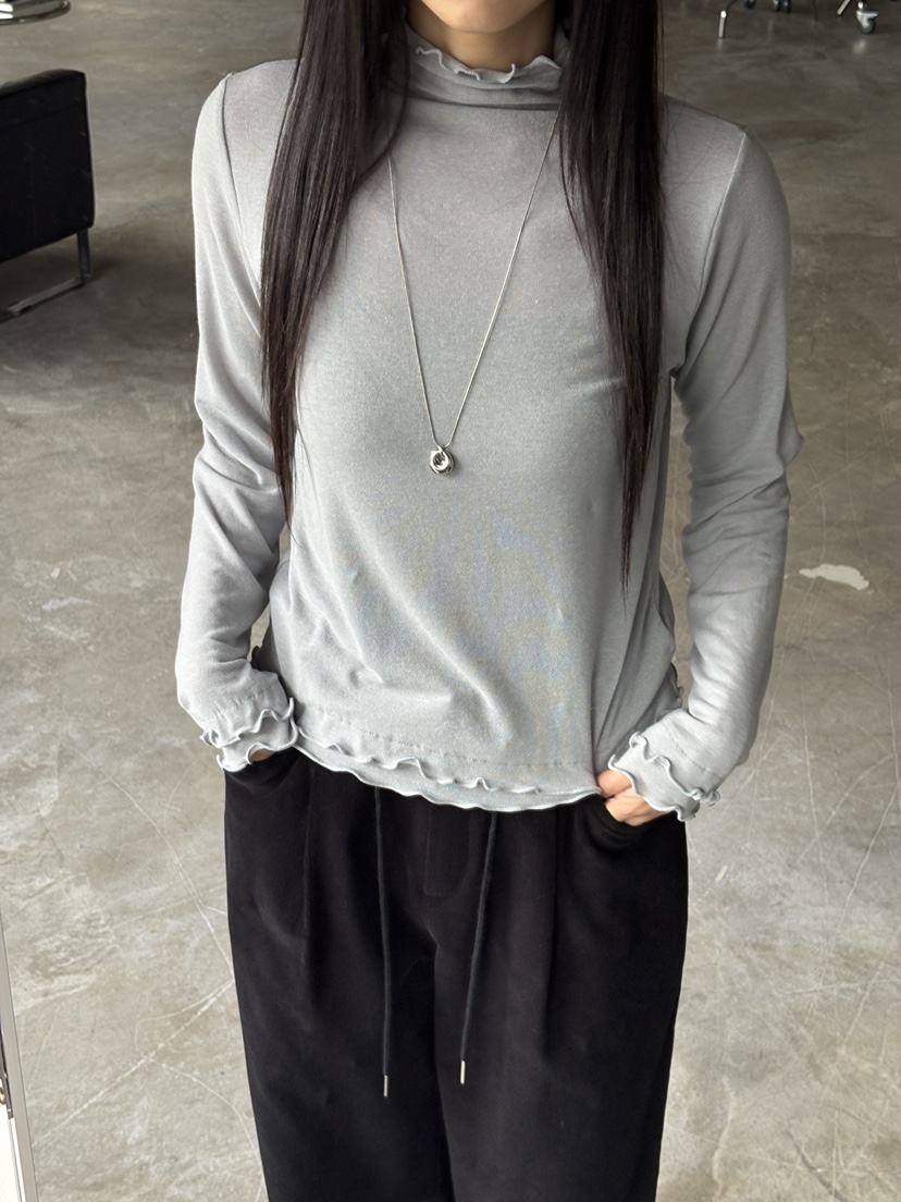 Verbena東大門㊣代購女士新款25秋冬推薦休閑熱賣長袖T恤褶皺Verbena長袖T恤