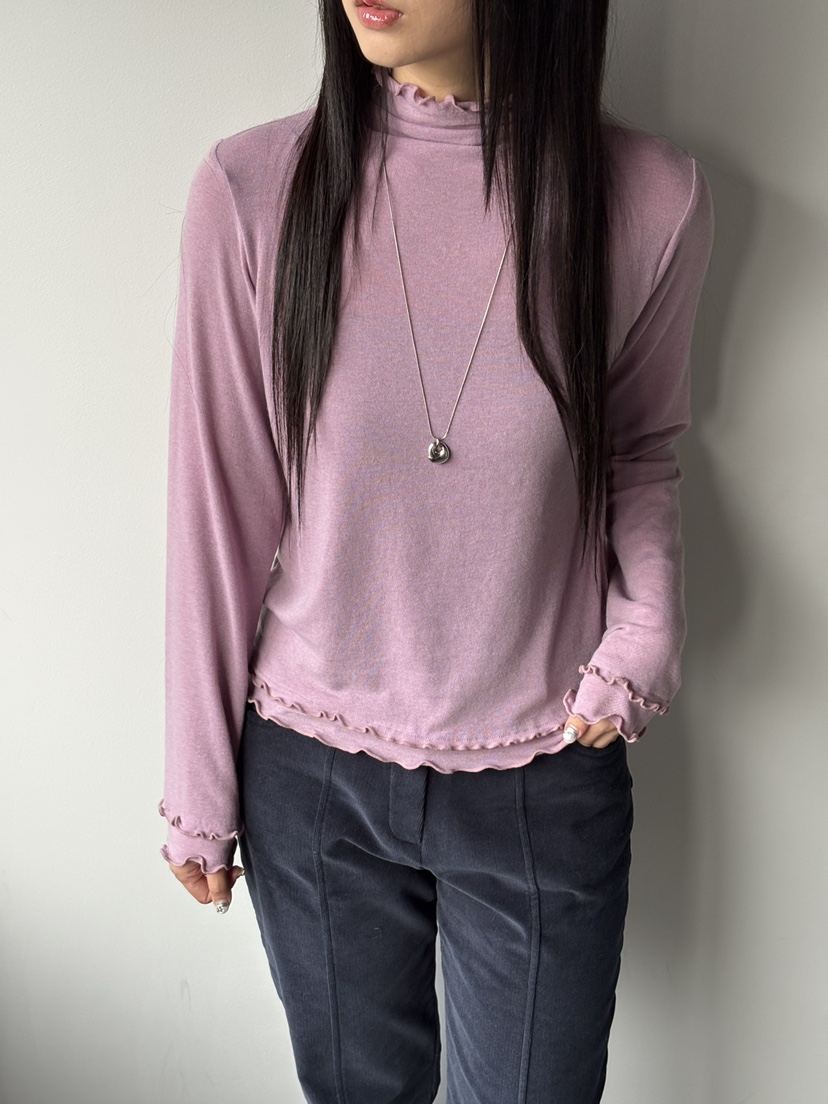 Verbena東大門㊣代購女士新款25秋冬推薦休閑熱賣長袖T恤褶皺Verbena長袖T恤